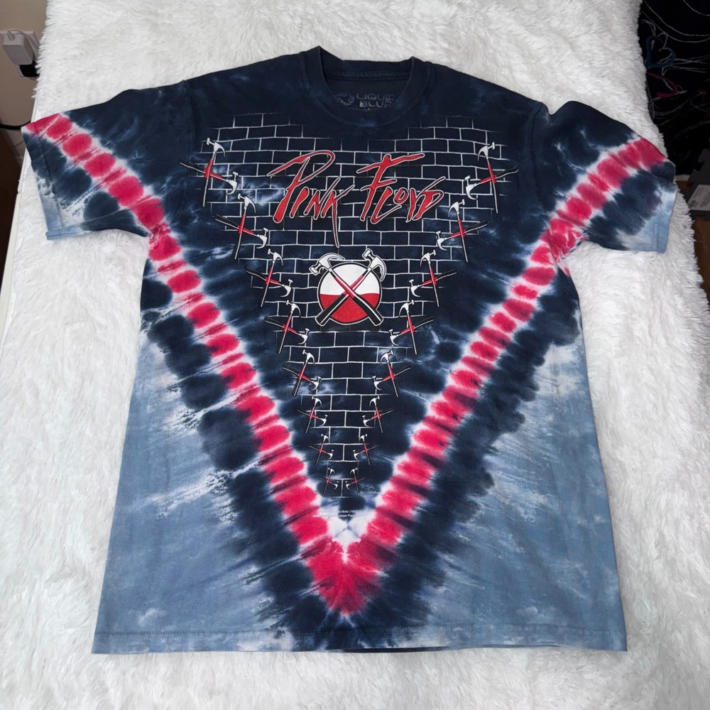 Pink Floyd The Wall Liquid Blue Tie Dye Band Tee T Shirt Medium rad y2k hippie